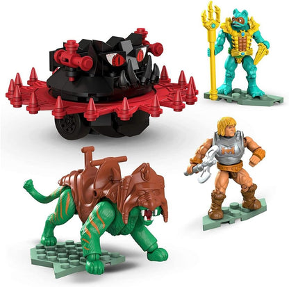 Mega Construx Masters of the Universe: Battle Cat vs. Roton – Battle Cat autêntico e totalmente articulado para montar, com sela para a figura.