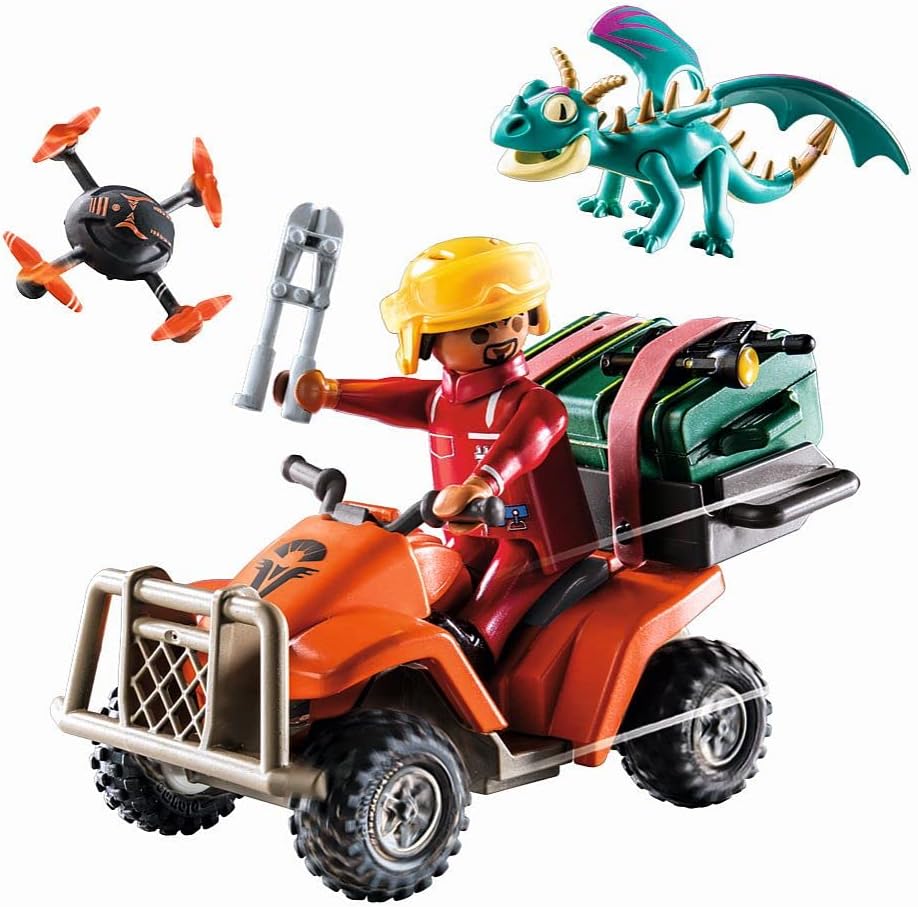 Playmobil 71085 Como Treinar o Seu Dragão: Conjunto de Segurança Base ICarus dos Nove Reinos, quad com motor retrátil e personagens de TV, Divertido Jogo de RPG Imaginativo, Conjunto Adequado para Crianças a partir de 4 Anos