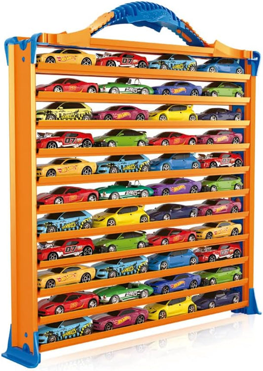 Hot Wheels Rack N' Track Cars & Toys Organizer Storage com 44 compartimentos - Vitrine de brinquedos, multicolorida, carros não incluídos. (HWCC9)