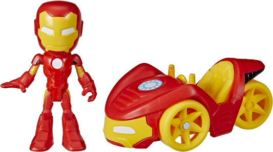 SPIDEY AND HIS AMAZING FRIENDS Hasbro Marvel Iron Man Action Figure e Iron Racer Vehicle, Iron Man Toy para crianças de 3 anos ou mais, multicolorido