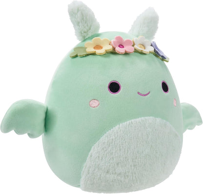 Squishmallows Original 7,5 polegadas - Tove the Mint Green Mothman com coroa de flores e barriga difusa