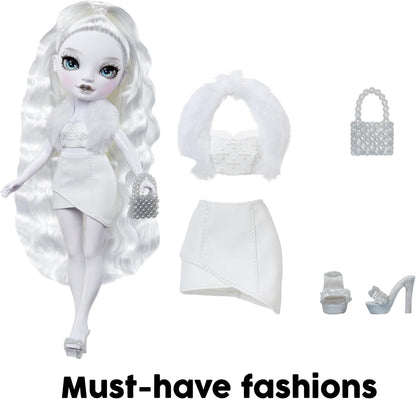 Boneca Fashion Natasha Zima da Rainbow High Shadow High - Tons de Cinza, 28cm, Cabelo e Roupa Brancos, Bolsa Estilosa, Presente Fofo para Crianças de 4 a 10 Anos