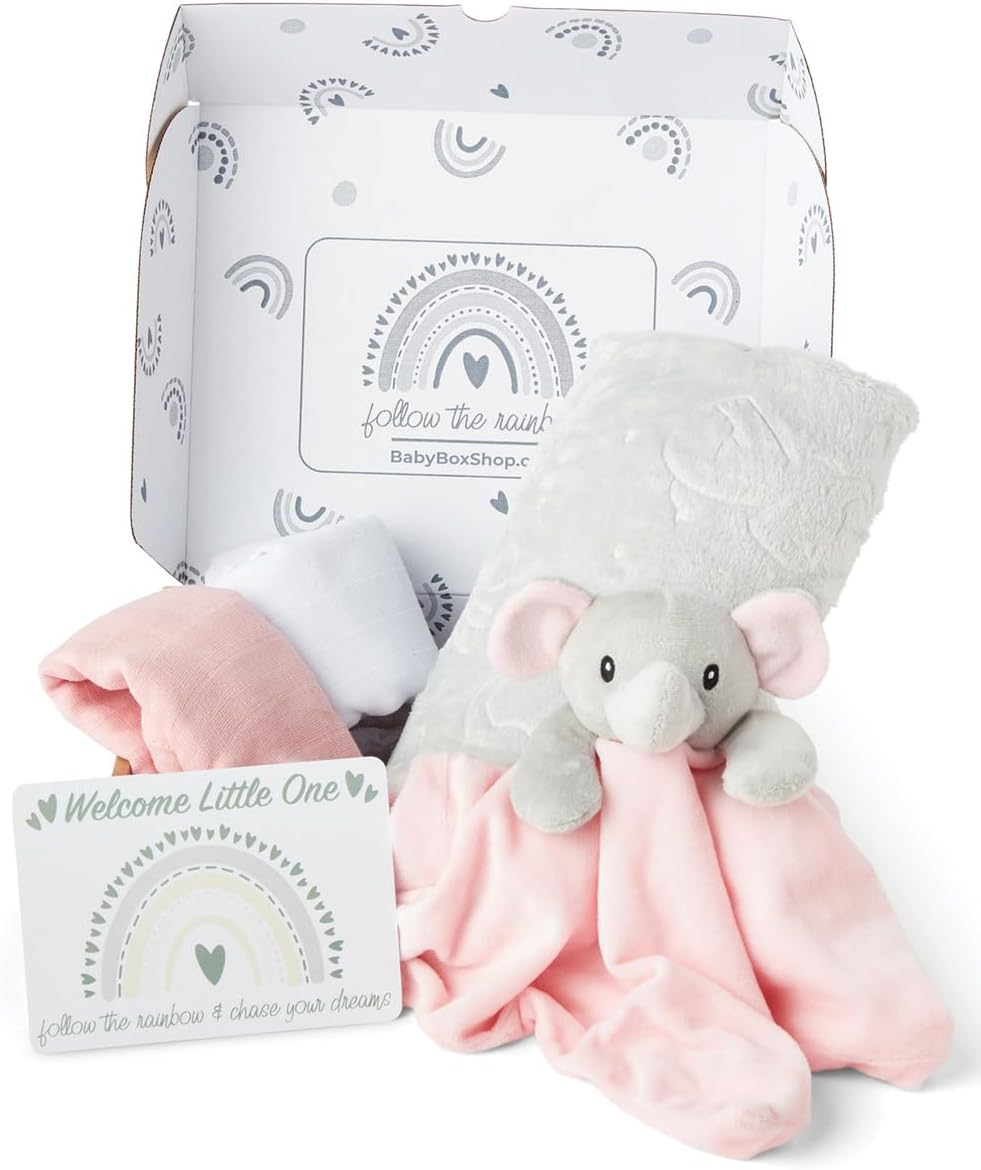 Baby Box Shop - Presentes personalizados para meninos, presente ideal para batizado: cobertor de lã, Baby Box Shop - 5 itens essenciais para recém-nascidos, ideais como presentes para chá de bebê e batizado, panos de musselina e presentes