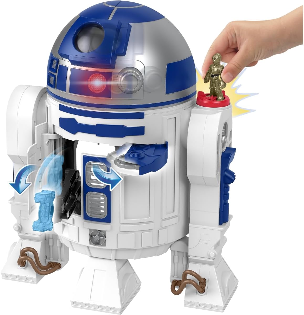 Brinquedo Fisher-Price Imaginext STAR WARS R2-D2 (44,5 cm de altura) com luzes e sons e chave metálica do personagem C-3PO para crianças a partir de 3 anos, HXG52