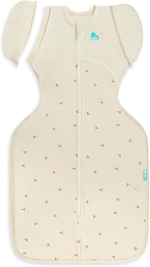 Love To Dream Manta de Transição Swaddle Up, Tamanho Médio (6-8,5 kg), Cor North Star Branca, Ajuste Perfeito, Abas Removíveis com Zíper, 1,5 Tog, Adequada para Temperaturas Amenas (18-22°C), Lavável à Máquina e Dupla Face