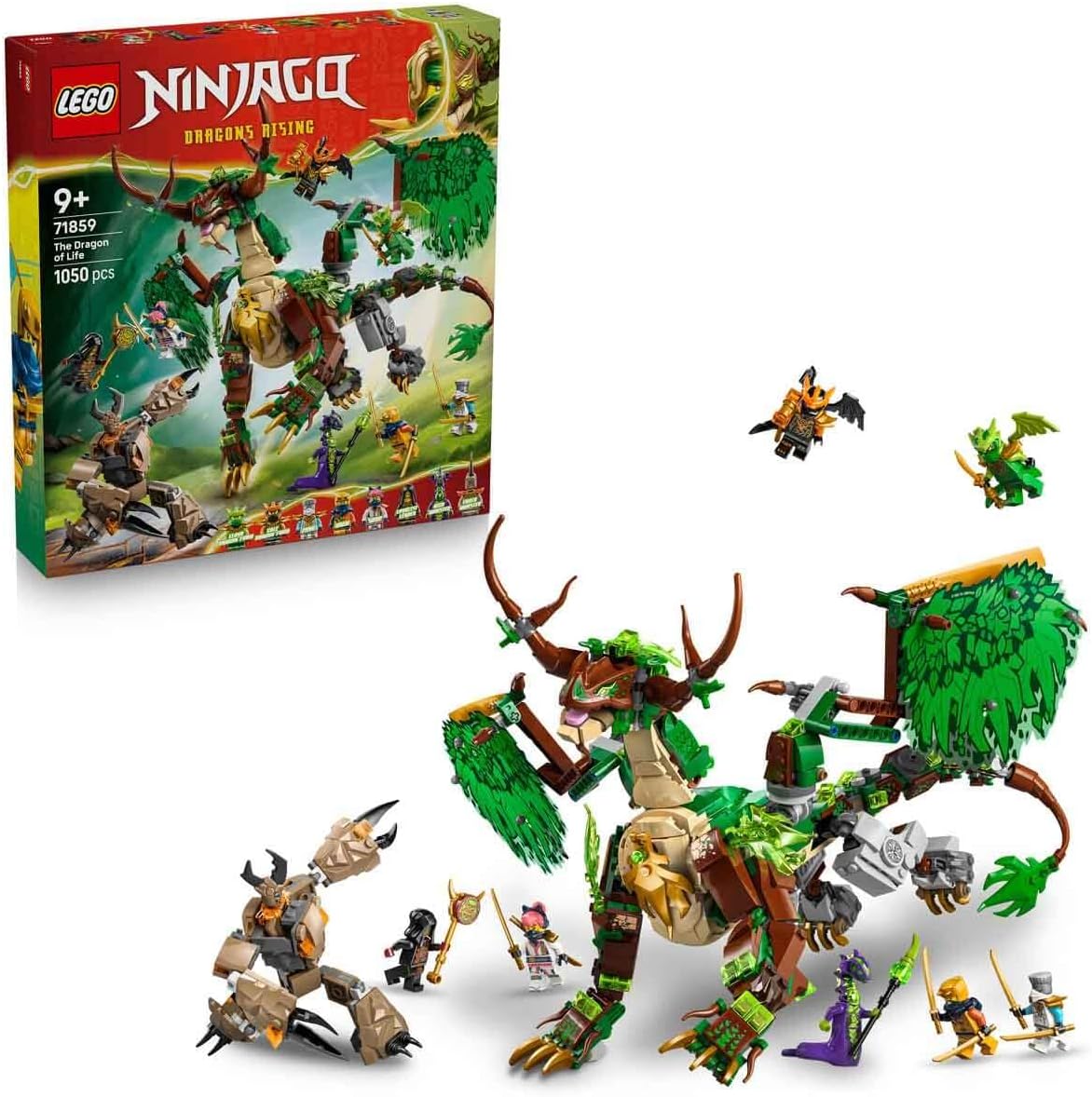 LEGO NINJAGO The Dragon of Life - Ninja Toy w/a Dragon Figure, Mini Monster Mech, 8 Minifigures and Swords - Birthday Gift for 8+ Year Old Boys & Fans - 71859