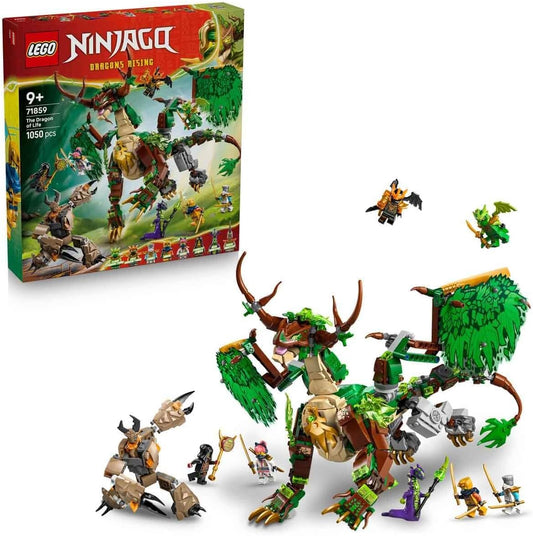 LEGO NINJAGO The Dragon of Life - Ninja Toy w/a Dragon Figure, Mini Monster Mech, 8 Minifigures and Swords - Birthday Gift for 8+ Year Old Boys & Fans - 71859