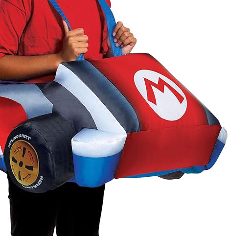 DISGUISE Fantasia de super mario, roupa inflável de nintendo mario kart, traje expansível operado por ventilador de tamanho infantil