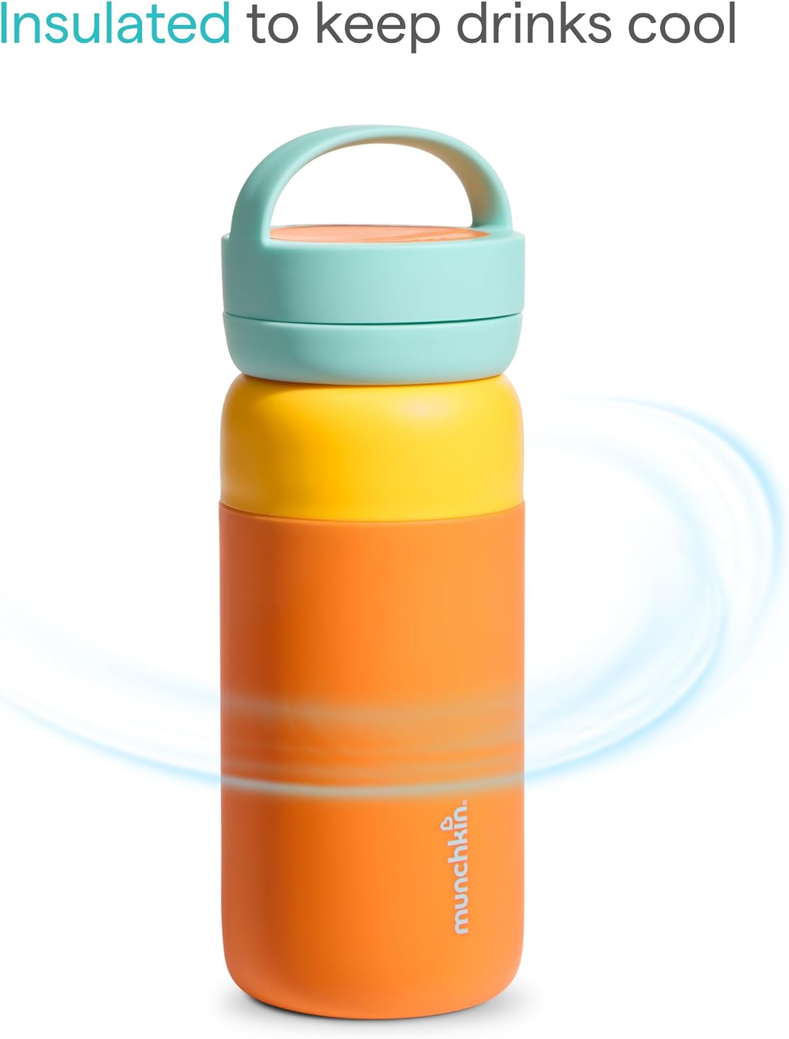 Munchkin Garrafa de Água Térmica com Canudo Stay Cool | 24m+ | 355ml | Laranja