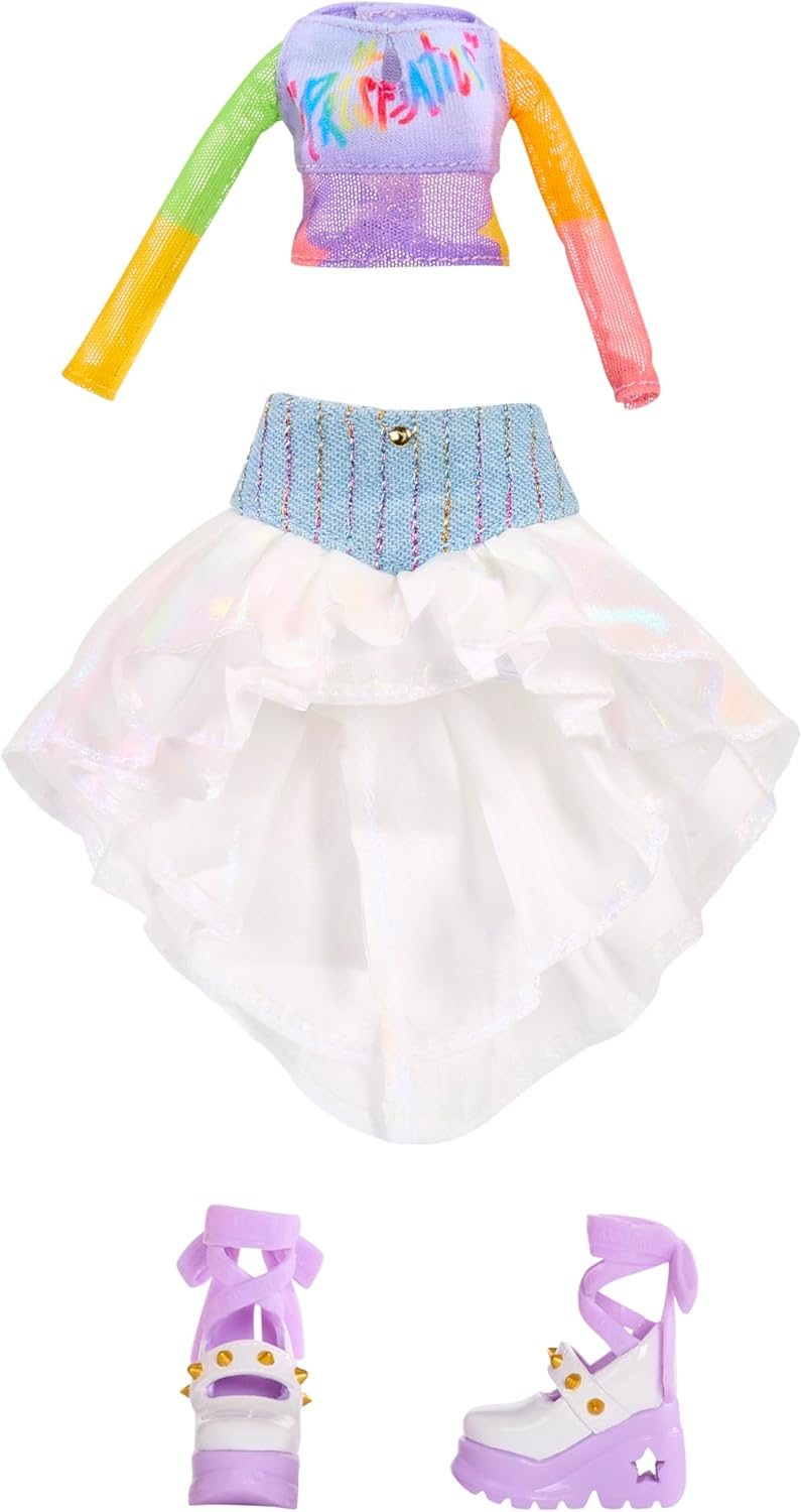 Rainbow High Junior High Rock Band - Amaya, Rainbow - Boneca Fashion de 23cm com Teclado, Personalizável com Adesivos, Articulada, Brinquedo Fofo para Crianças a partir de 4 Anos