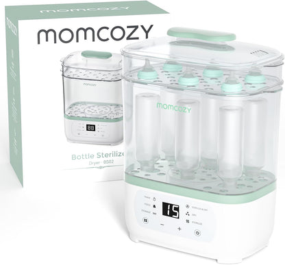 Momcozy Esterilizador e secador de mamadeiras a vapor elétrico, multifuncional 8 em 1, adequado para mamadeiras, acessórios de bomba de leite e artigos de bebê, faixa de preço intermediária.