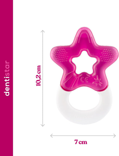 Dentistar Cool Teething Star Teething Baby Toy para bebês de 3 meses ou mais, anel de dentição de silicone macio para dente