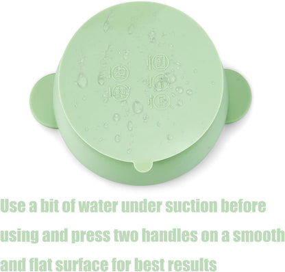 PandaEar Conjunto de 3 Tigelas de Silicone com Ventosa - Tigelas para Alimentação de Bebês e Crianças Pequenas que Não Deslizam - Macias, Seguras e Livres de BPA (Linho Azul e Verde)