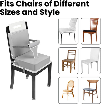 PandaEar Cadeira elevatória infantil para mesa de jantar, cadeira alta portátil, cadeira elevatória de mesa para crianças, almofada elevatória de viagem com encosto e cinto de segurança ajustável para crianças.