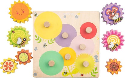 Le Toy Van - Petilou Juguete educativo de madera Montessori Gears &amp; Cogs 'Busy Bee Learning' | Juguete de actividad sensorial para niños pequeños a partir de 1 año