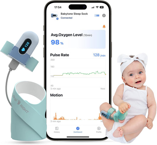 Babytone Baby Sleep Monitor, Meia Inteligente para Bebês que Monitora a Frequência Cardíaca, Nível de Oxigênio e Movimento, Monitor de Pés para Bebês Vestível com APP Bluetooth para Recém-nascidos de 0 a 36 Meses