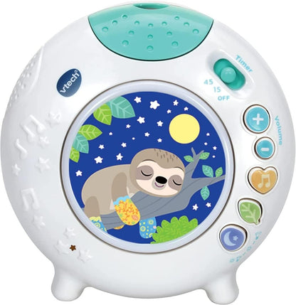 VTech Luz de berço Baby Sleepy Sloth, com projeção de padrão de luz colorida, sons da natureza e canções de ninar calmantes, presente portátil para bebês, 0, 3, 6, 12 meses
