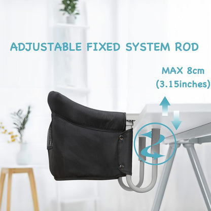 PandaEar Cadeira de alimentação infantil com gancho para mesa, preta.