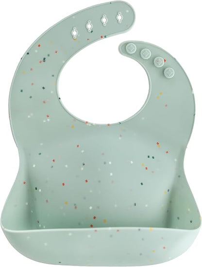 Mushie Babador de Silicone Baby | Babadores Impermeáveis com Ajuste Perfeito | Babadores Fáceis de Limpar para Alimentação do Bebê | 4 Tamanhos Ajustáveis com Bolsos Frontais Fundos | 100% Livre de BPA e Ftalatos