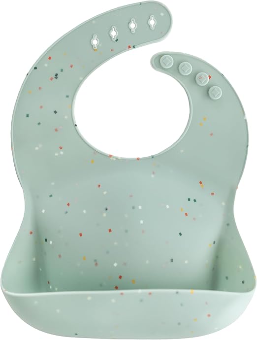 Mushie Babador de Silicone Baby | Babadores Impermeáveis com Ajuste Perfeito | Babadores Fáceis de Limpar para Alimentação do Bebê | 4 Tamanhos Ajustáveis com Bolsos Frontais Fundos | 100% Livre de BPA e Ftalatos
