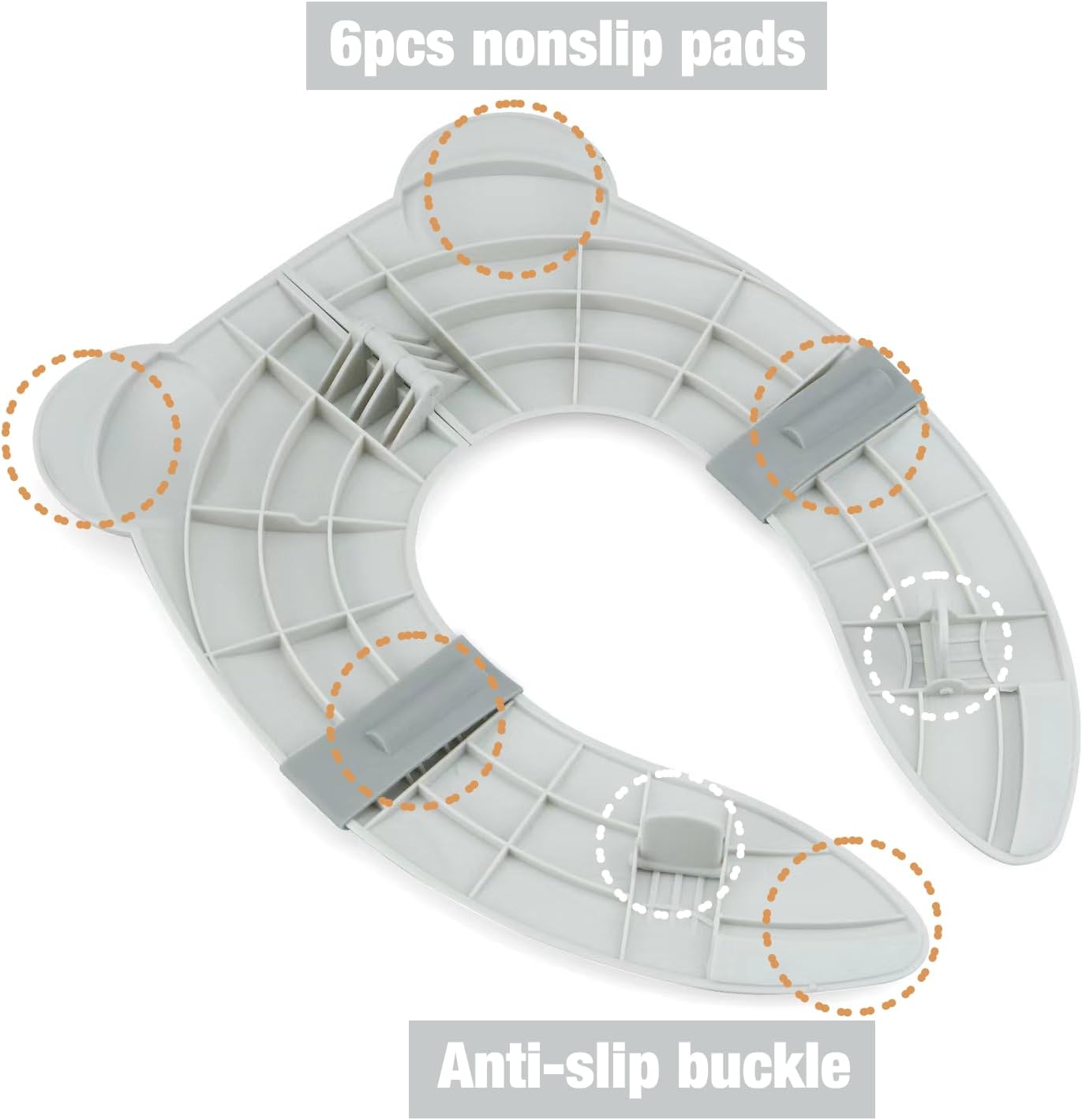PandaEar Assento Sanitário | Assento Sanitário Dobrável para Viagem, Ideal para Crianças e para o Desfralde | Assento Sanitário Portátil de Silicone para Bebês, Meninos e Meninas com Almofadas Antiderrapantes de Silicone - Urso Cinza