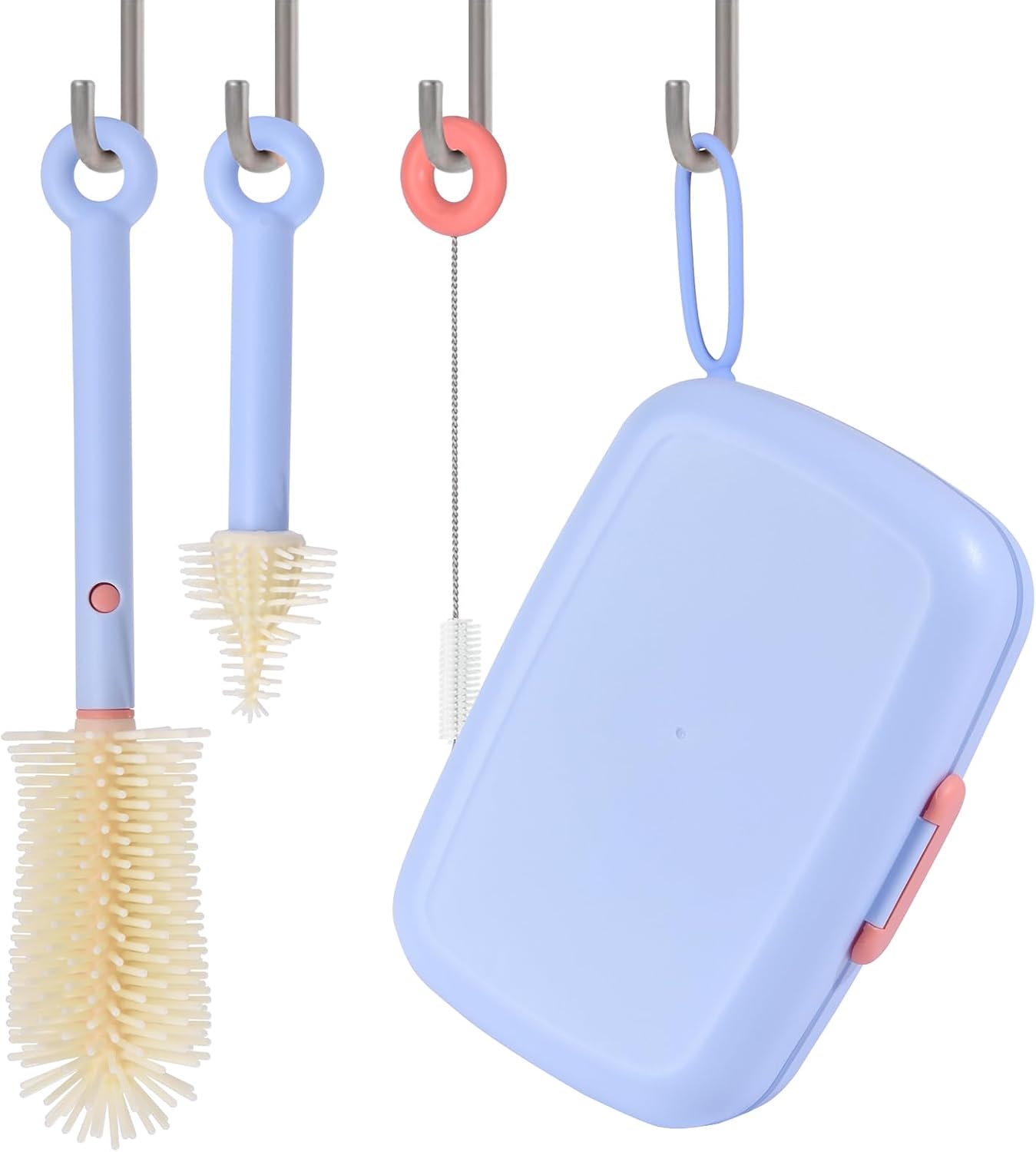 Bebamour Conjunto de escovas para mamadeiras 7 em 1, kit de limpeza portátil, roxo