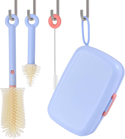 Bebamour Conjunto de escovas para mamadeiras 7 em 1, kit de limpeza portátil, roxo
