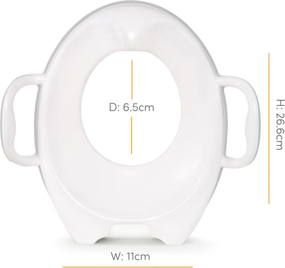 Munchkin Assento sanitário 90342, branco, assento sanitário Munchkin resistente | Assento sanitário para treinamento de penico com alças e pernas | Assento sanitário portátil para crianças pequenas | Cinza