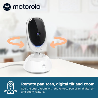 Motorola Nursery Monitor de Bebê VM75 - Unidade dos Pais de 5 Polegadas, Visão Noturna Infravermelha, Zoom Digital, Comunicação Bidirecional e Canções de Ninar