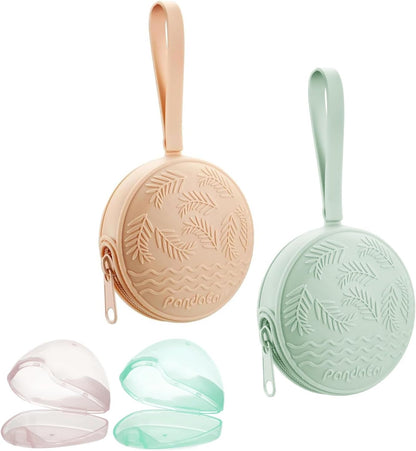 PandaEar Conjunto de 4 Estojos Porta-Chupetas | 2 Estojos de Silicone para Chupeta e 2 Capas Transparentes para Caixa de Chupeta Snoother Pods | Acessórios Universais para Caixa de Chupeta, Ideais para Viagem | Livre de BPA