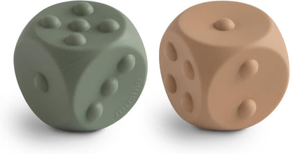 Mushie Brinquedo Sensorial Dice Press (Pacote com 2) | Brinquedo Sensorial para Apertar e Estourar | Desenvolvimento da Coordenação Motora Fina | Ensina Aritmética Simples | 100% Silicone de Qualidade Alimentar