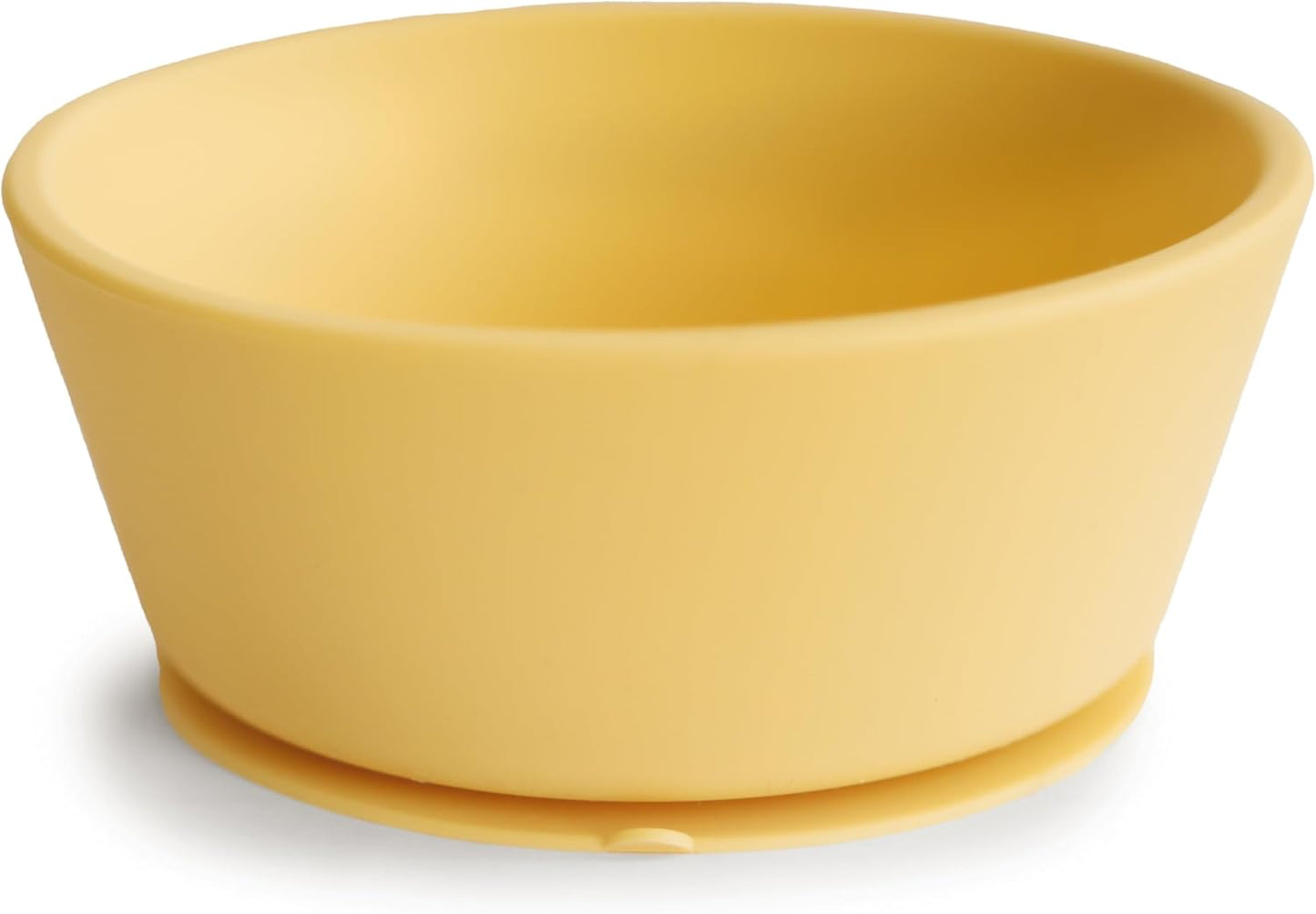 Mushie Tigela de silicone com ventosa, tigela antiderrapante com ventosa para bebês e crianças pequenas, material: silicone de qualidade alimentar, pode ser lavada na lava-louças e usada no micro-ondas (cor amarelo-claro).