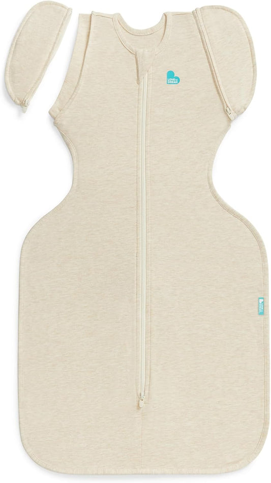 Love To Dream™ Saco de Transição Swaddle UP™, Grande (8,5–11 kg) – Cor Aveia | Ajuste perfeito com abas removíveis | 1.0 Tog | Ideal para primavera e verão (20–24 °C) | Algodão elástico lavável à máquina e zíper duplo