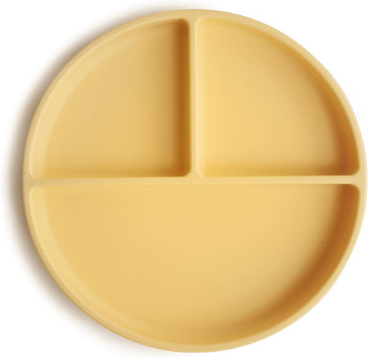 Mushie Prato de silicone com ventosa | Prato dividido antiderrapante para bebês e crianças pequenas | Silicone de qualidade alimentar | Pode ser lavado na lava-louças e usado no micro-ondas | Narciso