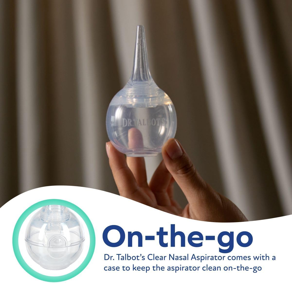 Dr. Talbot's Aspirador Nasal para Bebês - Silicone sem BPA - com Estojo para Armazenamento - Transparente
