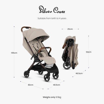 Silver Cross - Carrinho de bebê compacto Clic 2 e bolsa de viagem - Carrinho de viagem para a vida em movimento - Dobrável e leve - Adequado do nascimento aos 4 anos - Latte