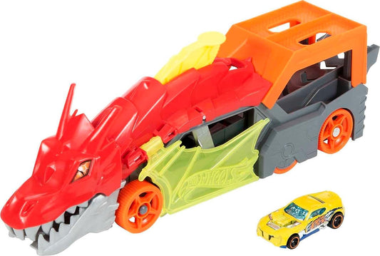 Mattel-Conjunto de jogos de transporte de lançamento de dragão Hot Wheels