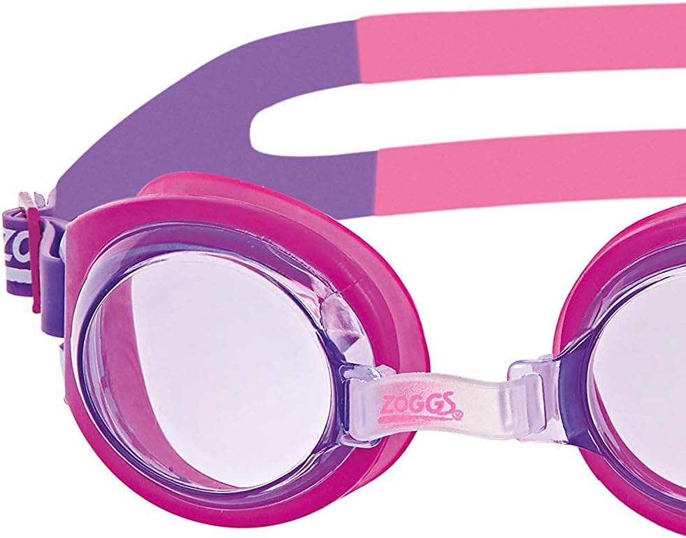 Zoggs Little Ripper Gafas de natación para niños, gafas de natación con protección UV, correa para gafas para niños con ajuste de deslizamiento dividido, lentes de gafas de natación rosa sin niebla, gafas para edades de 0 a 6 años