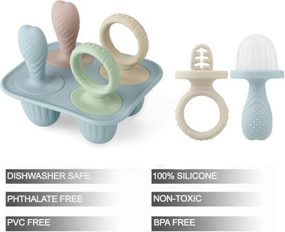 PandaEar Conjunto de 2 Formas de Silicone para Picolé para Crianças, Formas Mini para Picolé de Leite Materno, Forma para Picolé com Palitos e 8 Cavidades, Livre de BPA