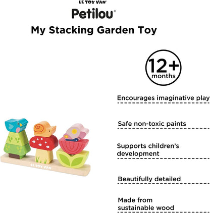 Le Toy Van - Brinquedo educacional de madeira Petilou My Stacking Garden | Brinquedo de aprendizagem infantil Montessori sensorial para bebês - adequado para mais de 12 meses