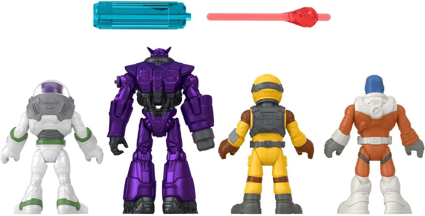 Fisher-Price Imaginext e Disney Buzz Lightyear Missão Multiuso Astronautas Espaciais com 4 Figuras de Ação para crianças em idade pré-escolar, a partir de 3 anos.