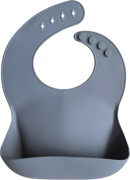 Mushie Babador de Silicone Baby | Babadores Impermeáveis com Ajuste Perfeito | Babadores Fáceis de Limpar para Alimentação do Bebê | 4 Tamanhos Ajustáveis com Bolsos Frontais Fundos | 100% Livre de BPA e Ftalatos
