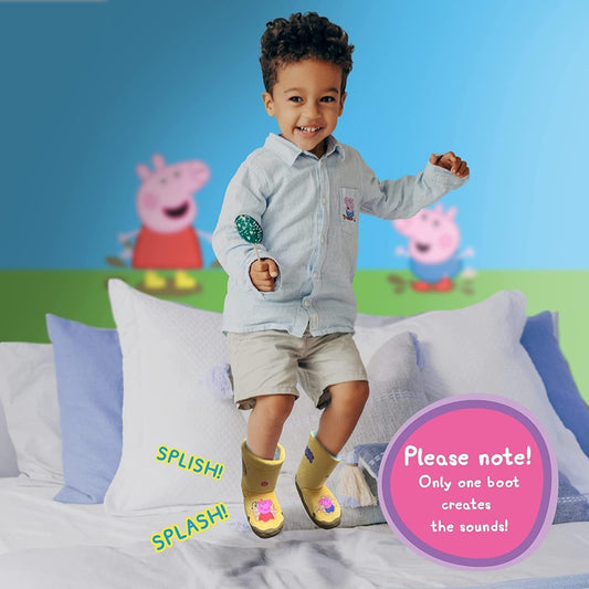 WOW STUFF Peppa Pig Toys Botas para Poças de Lama, Galochas Amarelas Interativas com Som e Música Ativados Enquanto Você Anda ou Corre, Ideal para Brincar de Faz de Conta e se Vestir para Crianças Pequenas