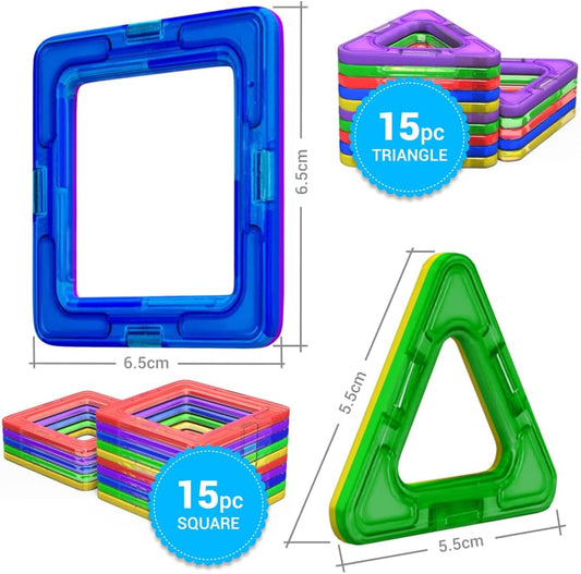 Desire Deluxe Blocos de construção magnéticos 30 peças Conjunto de brinquedos de construção para crianças Jogo | STEM Criatividade Educacional Blocos de brinquedo magnéticos para meninos e meninas de 3, 4, 5, 6 e 7 anos de idade