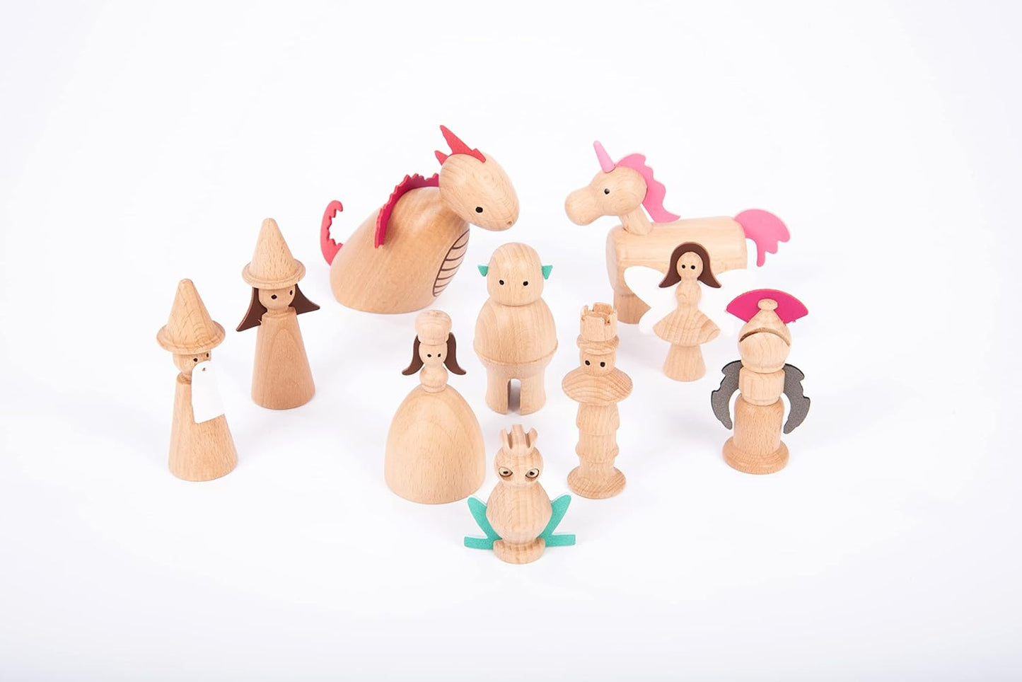 Conjunto de Figuras Encantadas de Madeira TickiT – 10 Personagens de Contos de Fadas para Brincadeiras Imaginativas, Miniaturas e Contação de Histórias, Marrom ou em Tons de Madeira