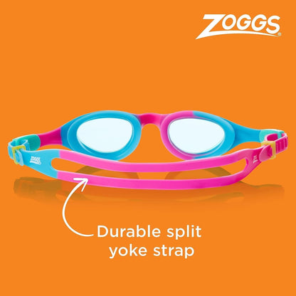 Zoggs Super Seal Gafas de natación para niños, gafas de natación con protección UV, ajuste rápido y correa cómoda dividida, lentes transparentes para gafas de natación sin niebla, gafas Zoggs para niños de 6 a 14 años