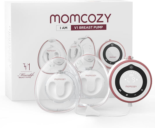 Momcozy V1 Extractor de leche de grado hospitalario, extractor de leche eléctrico dual portátil manos libres con pantalla táctil inteligente, 27 combinaciones de bombeo, 5 tamaños de brida, conveniente y eficiente