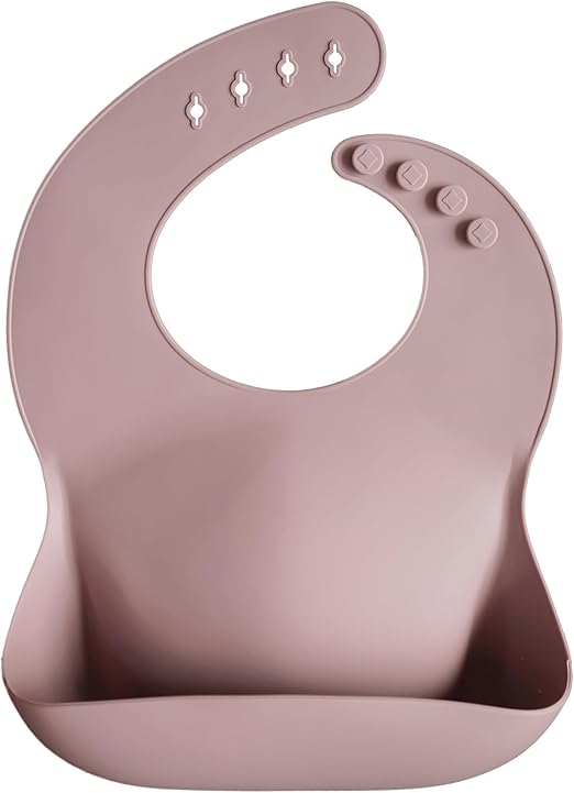 Mushie Babador de Silicone Baby | Babadores Impermeáveis com Ajuste Perfeito | Babadores Fáceis de Limpar para Alimentação do Bebê | 4 Tamanhos Ajustáveis com Bolsos Frontais Fundos | 100% Livre de BPA e Ftalatos