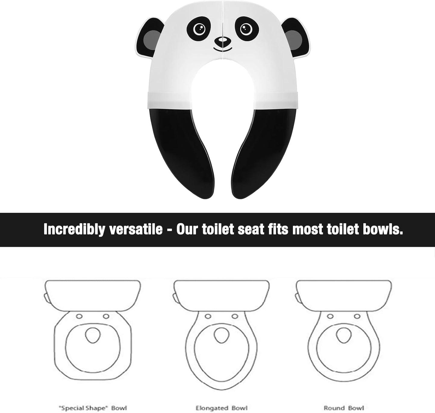 PandaEar Assento Sanitário | Assento Sanitário Dobrável para Viagem, Ideal para Crianças e para o Desfralde, com Almofadas de Silicone Antiderrapantes | Assento Sanitário Reciclável (Cinza)