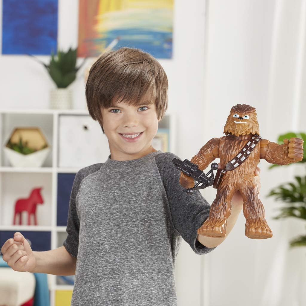 Star Wars Figura de ação Chewbacca Mega Mighties de 25 cm da linha Galactic Heroes com acessório de besta, brinquedo para crianças a partir de 3 anos.